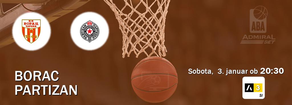 Ne zamudi prenosa tekme Borac - Partizan v živo na Arena Sport 3.