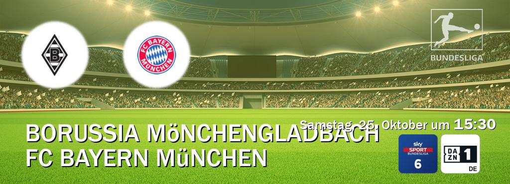 Das Spiel zwischen Borussia Mönchengladbach und FC Bayern München wird am Samstag, 25. Oktober um 15:30, live vom Sky Bundesliga 6 und DAZN 1 Deutschland übertragen. Das Spiel zwischen Borussia Mönchengladbach und FC Bayern München wird am Samstag, 25. Oktober um 15:30, live vom Sky Bundesliga 6 und DAZN 1 Deutschland übertragen.