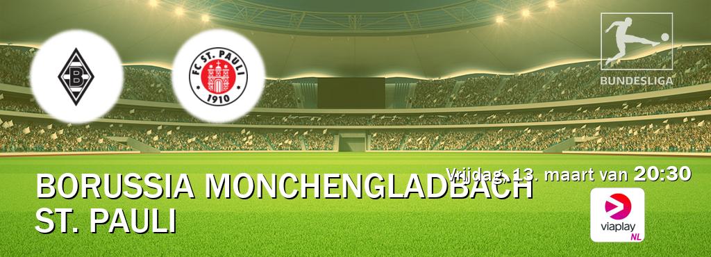 Wedstrijd tussen Borussia Monchengladbach en St. Pauli live op tv bij Viaplay Nederland (vrijdag, 13. maart van  20:30).