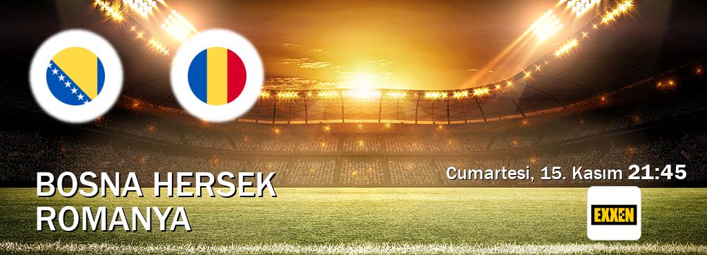 Karşılaşma Bosna Hersek - Romanya Exxen'den canlı yayınlanacak (Cumartesi, 15. Kasım 21:45). Karşılaşma Bosna Hersek - Romanya Exxen'den canlı yayınlanacak (Cumartesi, 15. Kasım 21:45).