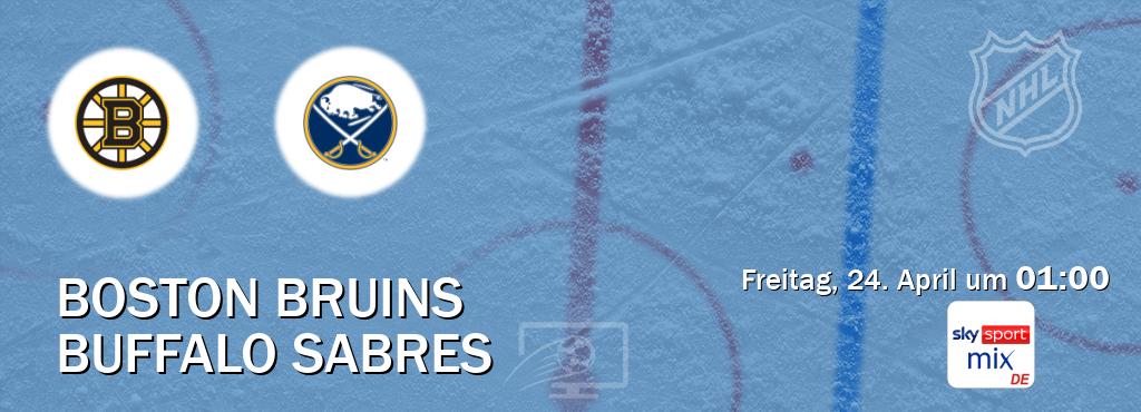 Das Spiel zwischen Boston Bruins und Buffalo Sabres wird am Freitag, 24. April um  01:00, live vom Sky Sport Mix übertragen.