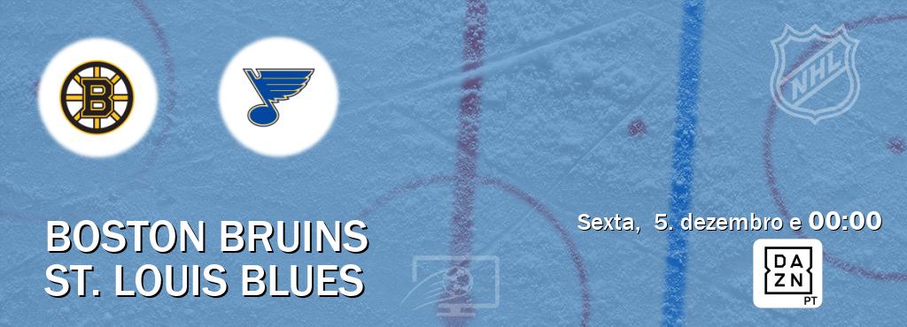 Jogo entre Boston Bruins e St. Louis Blues tem emissão DAZN (sexta,  5. dezembro e  00:00).