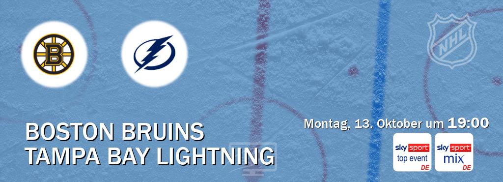 Das Spiel zwischen Boston Bruins und Tampa Bay Lightning wird am Montag, 13. Oktober um 19:00, live vom Sky Sport Top Event und Sky Sport Mix übertragen. Das Spiel zwischen Boston Bruins und Tampa Bay Lightning wird am Montag, 13. Oktober um 19:00, live vom Sky Sport Top Event und Sky Sport Mix übertragen.