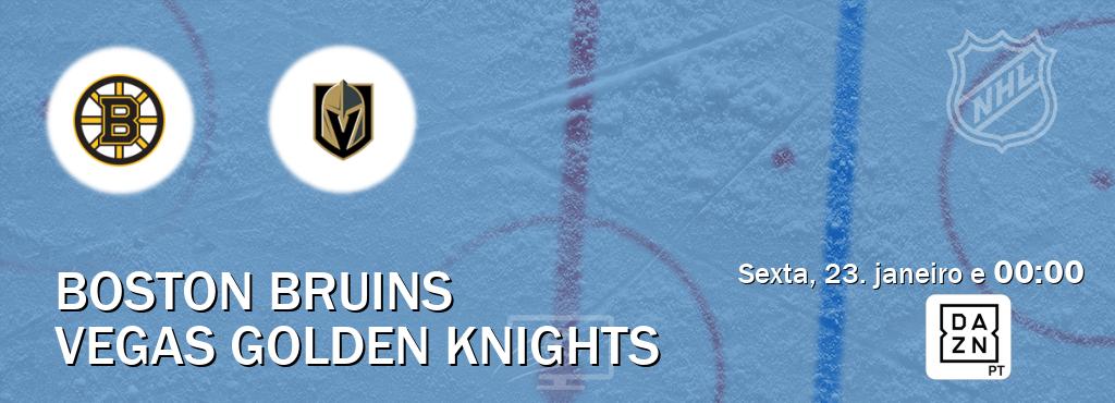 Jogo entre Boston Bruins e Vegas Golden Knights tem emissão DAZN (sexta, 23. janeiro e  00:00).