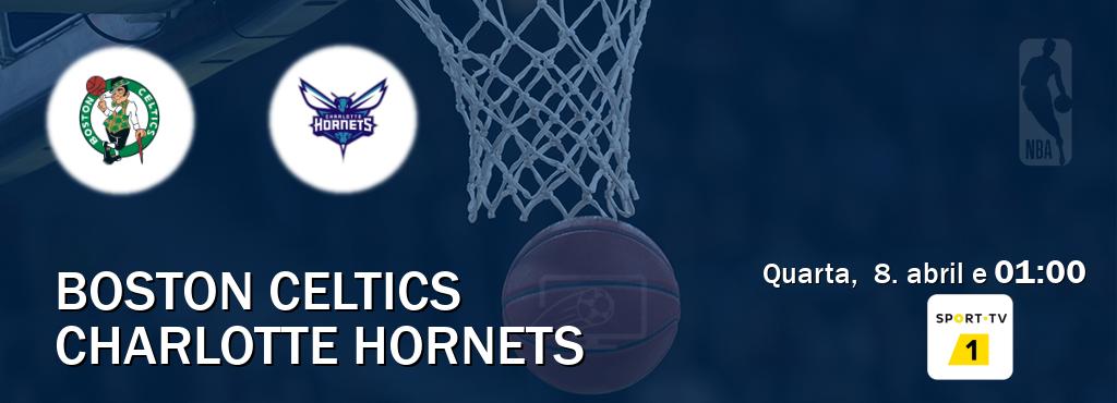 Jogo entre Boston Celtics e Charlotte Hornets tem emissão Sport TV 1 (quarta,  8. abril e  01:00).