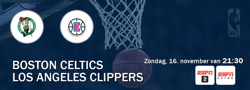 Wedstrijd tussen Boston Celtics en Los Angeles Clippers live op tv bij ESPN 2, ESPN Extra (zondag, 16. november van 21:30). Wedstrijd tussen Boston Celtics en Los Angeles Clippers live op tv bij ESPN 2, ESPN Extra (zondag, 16. november van 21:30).
