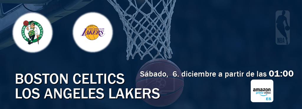 El partido entre Boston Celtics y Los Angeles Lakers será retransmitido por Amazon Prime ES (sábado, 6. diciembre a partir de las 01:00). El partido entre Boston Celtics y Los Angeles Lakers será retransmitido por Amazon Prime ES (sábado, 6. diciembre a partir de las 01:00).