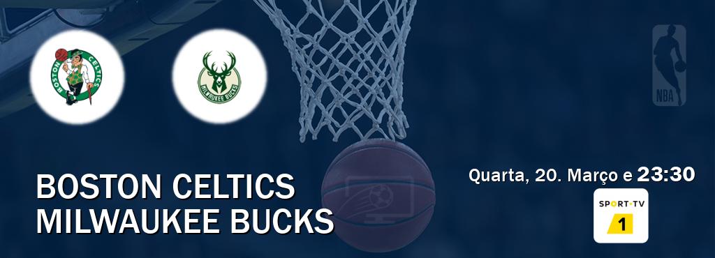 Jogo entre Boston Celtics e Milwaukee Bucks tem emissão Sport TV 1 (Quarta, 20. Março e  23:30).
