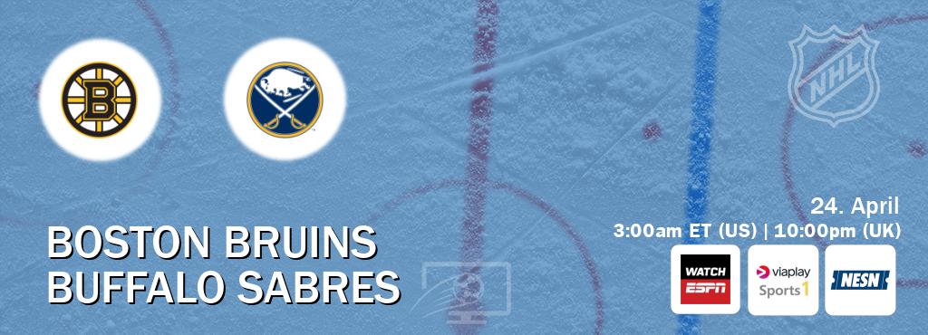 You can watch game live between Boston Bruins and Buffalo Sabres on WatchESPN(AU), Viaplay Sports 1(UK), NESN(US).