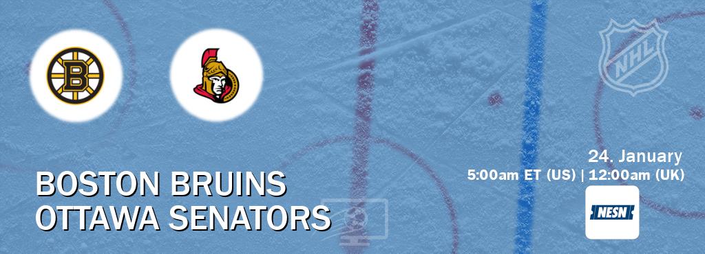 You can watch game live between Boston Bruins and Ottawa Senators on NESN(US).