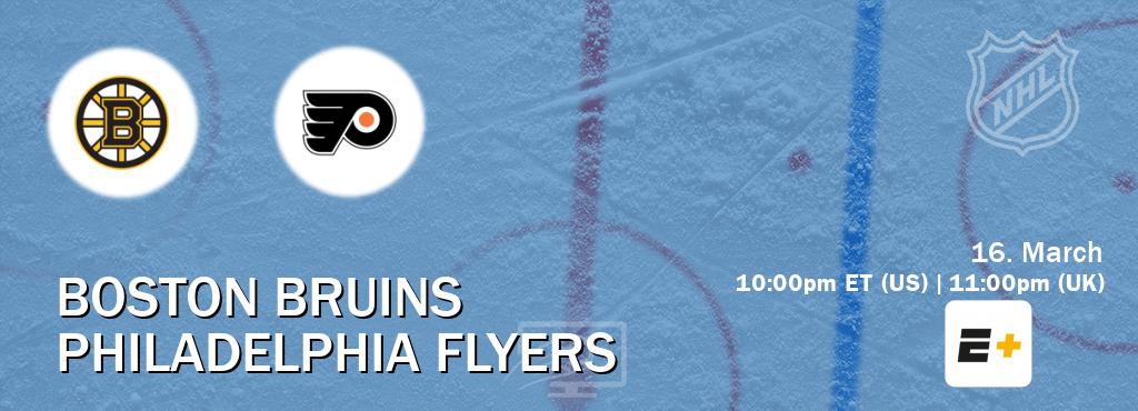 You can watch game live between Boston Bruins and Philadelphia Flyers on ESPN+(US).