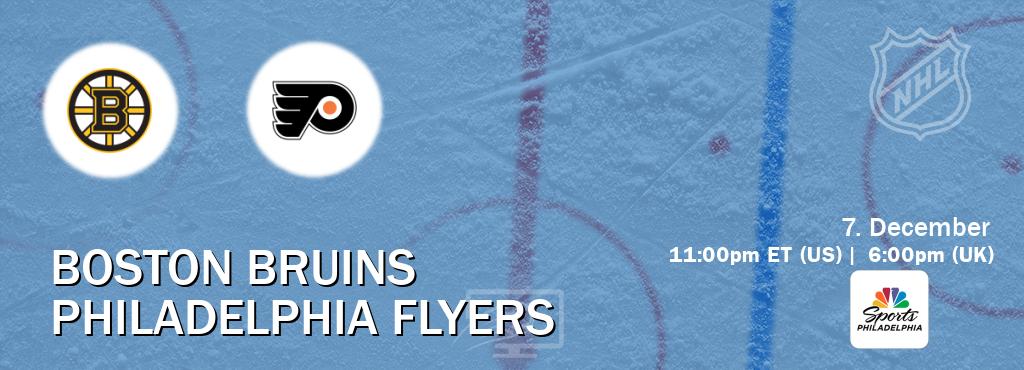 You can watch game live between Boston Bruins and Philadelphia Flyers on NBCS Philadelphia(US).