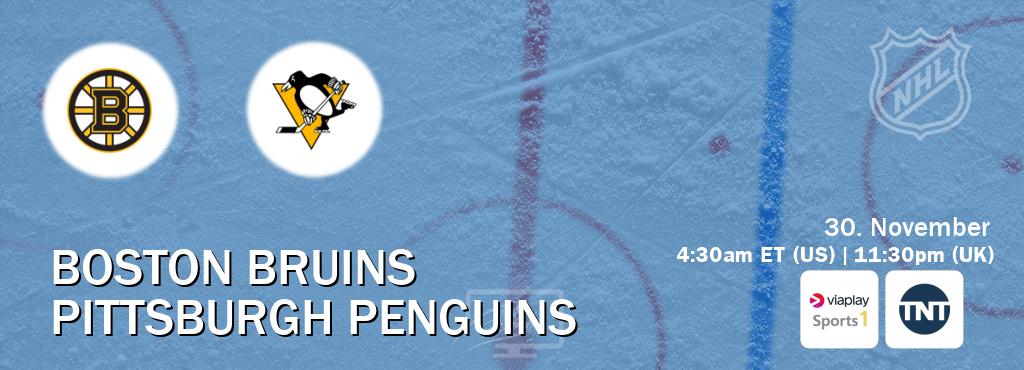 You can watch game live between Boston Bruins and Pittsburgh Penguins on Viaplay Sports 1(UK) and TNT(US).