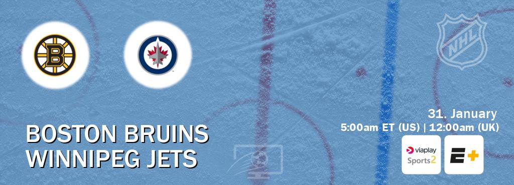 You can watch game live between Boston Bruins and Winnipeg Jets on Viaplay Sports 2(UK) and ESPN+(US).