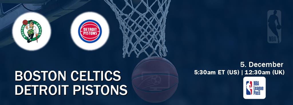 You can watch game live between Boston Celtics and Detroit Pistons on NBA League Pass.