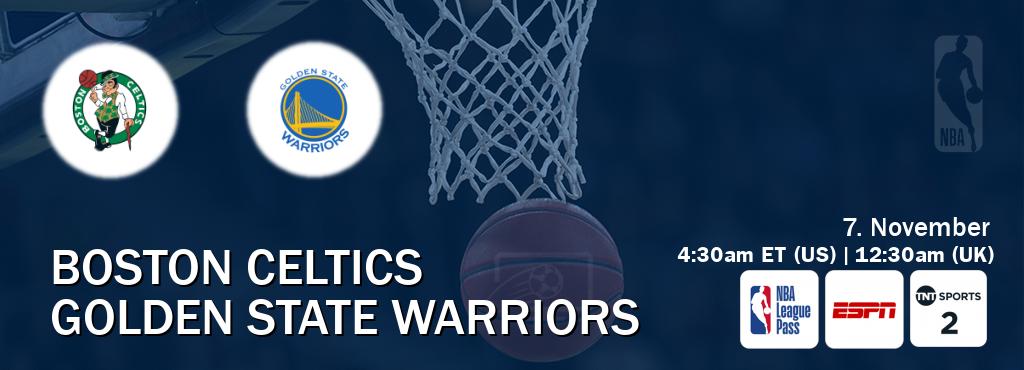 You can watch game live between Boston Celtics and Golden State Warriors on NBA League Pass, ESPN(AU), TNT Sports 2(UK).