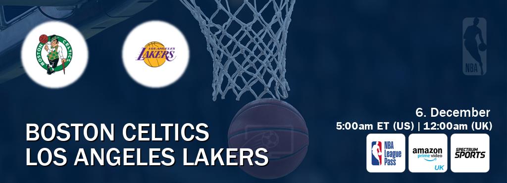 You can watch game live between Boston Celtics and Los Angeles Lakers on NBA League Pass, Amazon Prime Video UK(UK), Spectrum Sports(US).