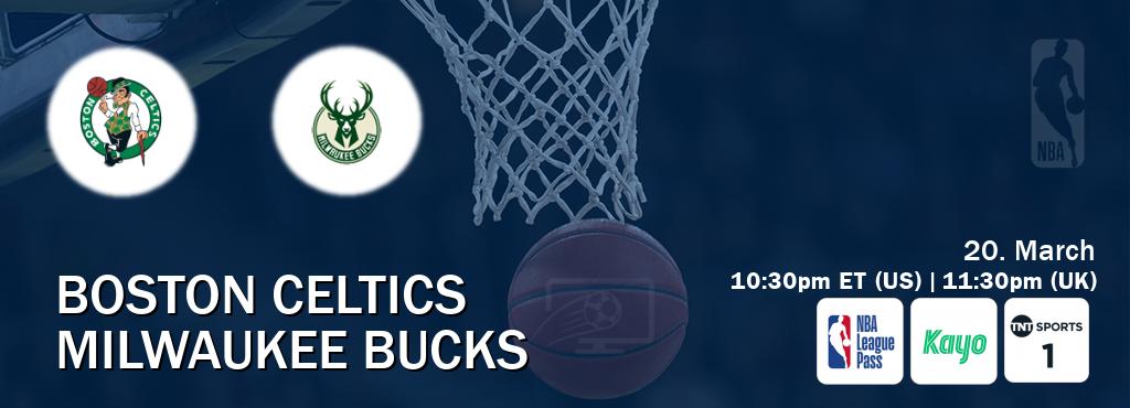 You can watch game live between Boston Celtics and Milwaukee Bucks on NBA League Pass, Kayo Sports(AU), TNT Sports 1(UK).
