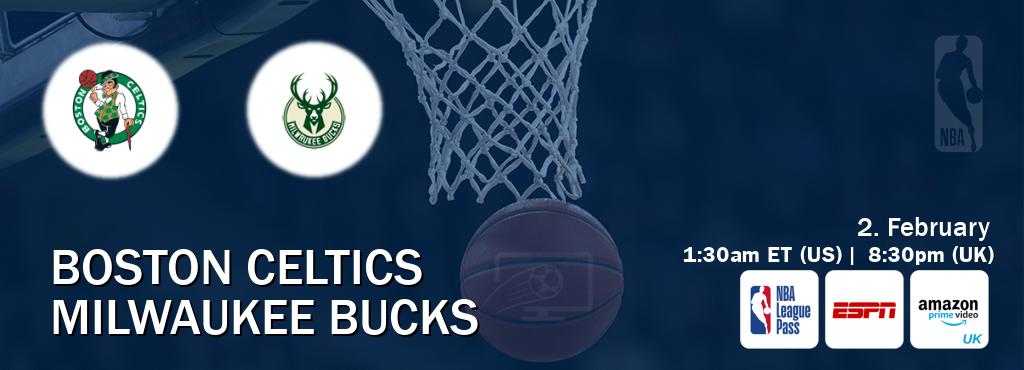 You can watch game live between Boston Celtics and Milwaukee Bucks on NBA League Pass, ESPN(AU), Amazon Prime Video UK(UK).