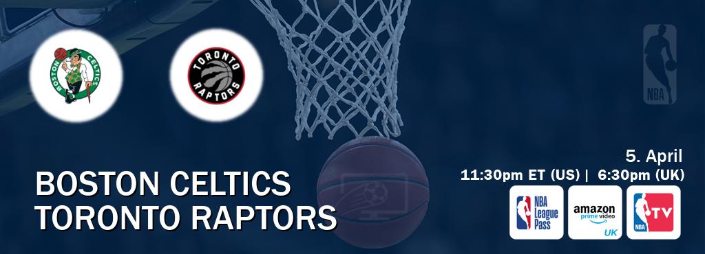 You can watch game live between Boston Celtics and Toronto Raptors on NBA League Pass, Amazon Prime Video UK(UK), NBA TV(US). You can watch game live between Boston Celtics and Toronto Raptors on NBA League Pass, Amazon Prime Video UK(UK), NBA TV(US).