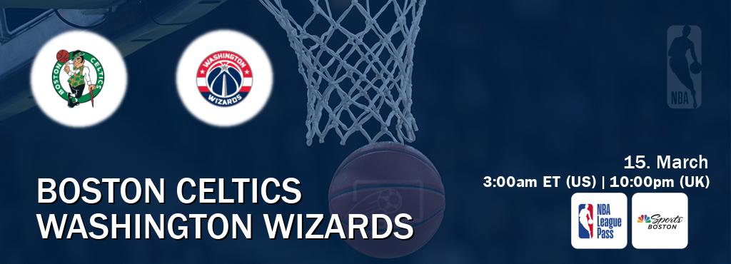 You can watch game live between Boston Celtics and Washington Wizards on NBA League Pass and NBCS Boston(US).