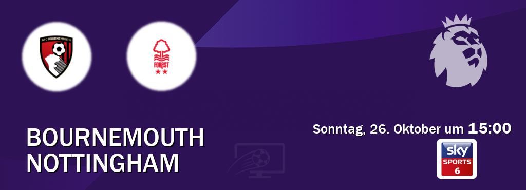 Das Spiel zwischen Bournemouth und Nottingham wird am Sonntag, 26. Oktober um 15:00, live vom Sky Sport 6 übertragen. Das Spiel zwischen Bournemouth und Nottingham wird am Sonntag, 26. Oktober um 15:00, live vom Sky Sport 6 übertragen.