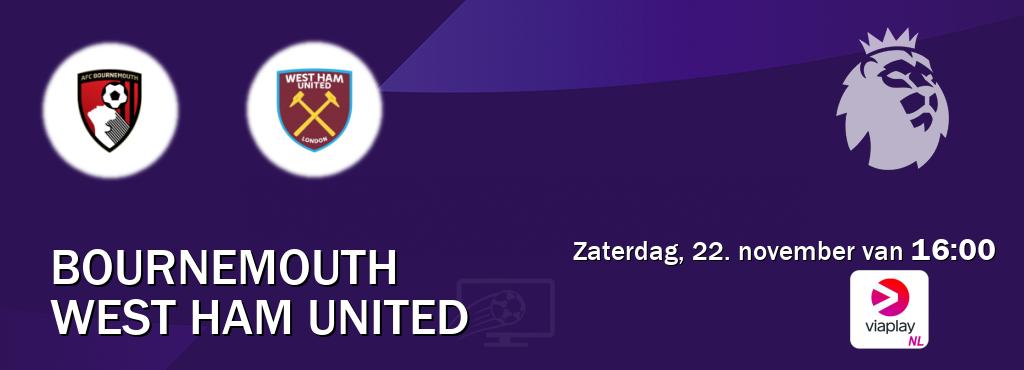 Wedstrijd tussen Bournemouth en West Ham United live op tv bij Viaplay Nederland (zaterdag, 22. november van  16:00).