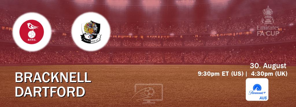 You can watch game live between Bracknell and Dartford on Paramount+ Australia(AU).