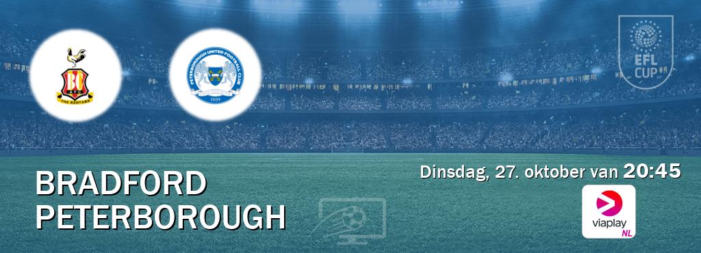 Wedstrijd tussen Bradford en Peterborough live op tv bij Viaplay Nederland (dinsdag, 27. oktober van  20:45).