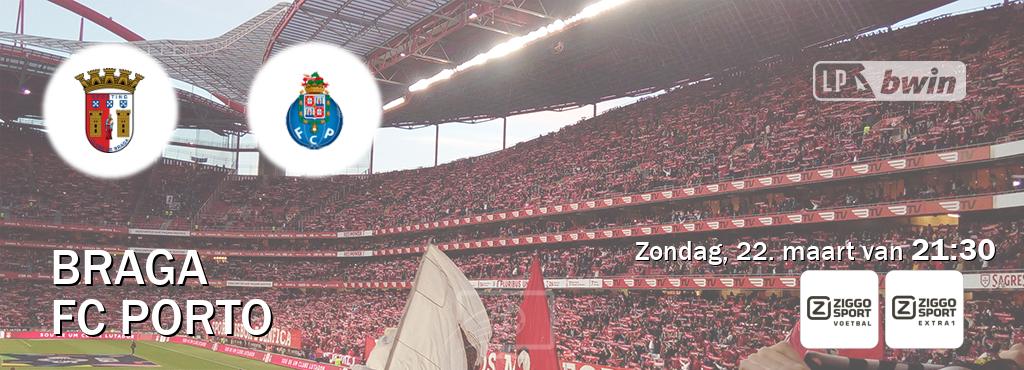 Wedstrijd tussen Braga en FC Porto live op tv bij Ziggo Sport, Ziggo Sport 5 (zondag, 22. maart van  21:30).