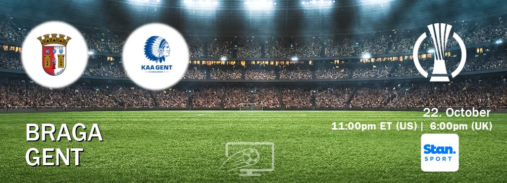 You can watch game live between Braga and Gent on Stan Sport(AU). You can watch game live between Braga and Gent on Stan Sport(AU).
