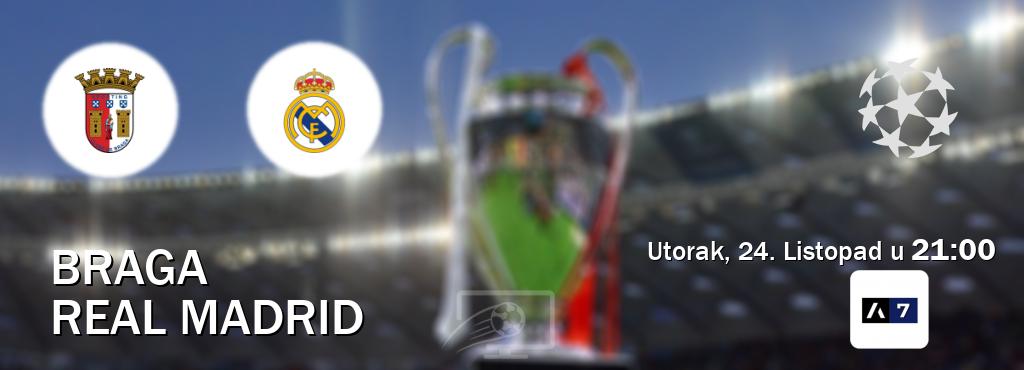 Izravni prijenos utakmice Braga i Real Madrid pratite uživo na Arena Sport 7 (Utorak, 24. Listopad u  21:00).