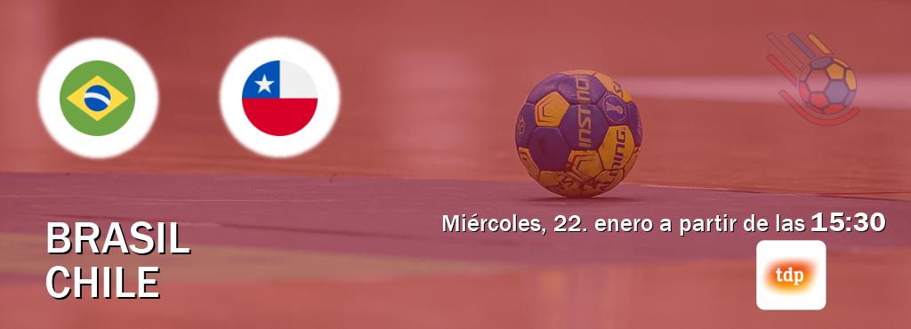 El partido entre Brasil y Chile será retransmitido por Teledeporte (miércoles, 22. enero a partir de las  15:30).