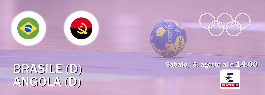 Il match Brasile (D) - Angola (D) sarà trasmesso in diretta TV su Eurosport Player IT (ore 14:00)