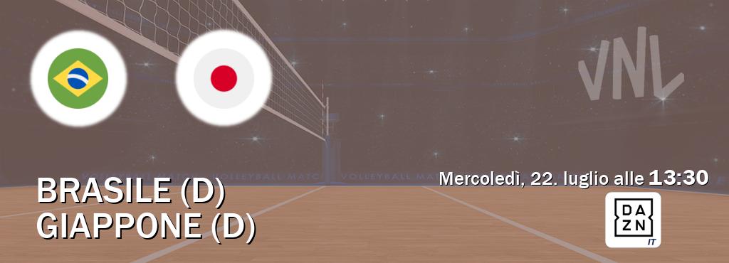 Il match Brasile (D) - Giappone (D) sarà trasmesso in diretta TV su DAZN Italia (ore 13:30)