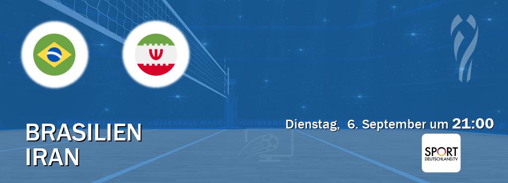 Das Spiel zwischen Brasilien und Iran wird am Dienstag,  6. September um  21:00, live vom Sportdeutschland.TV übertragen.