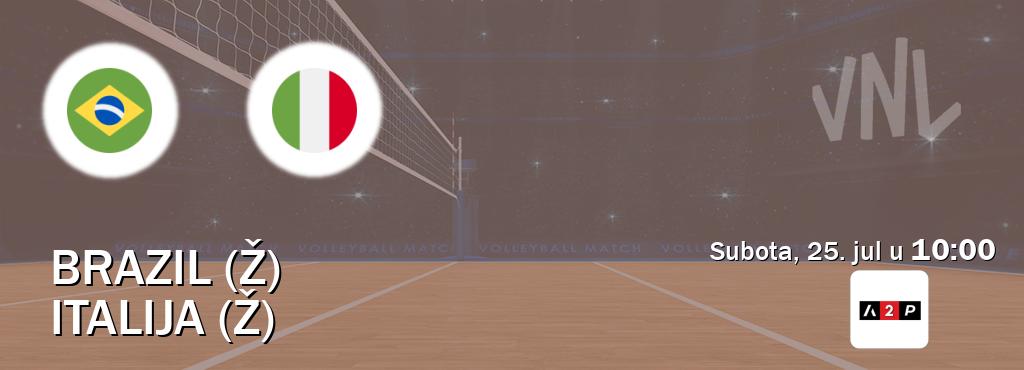 Izravni prijenos utakmice Brazil (Ž) i Italija (Ž) pratite uživo na Arena Premium 2 (subota, 25. jul u 10:00). Izravni prijenos utakmice Brazil (Ž) i Italija (Ž) pratite uživo na Arena Premium 2 (subota, 25. jul u 10:00).