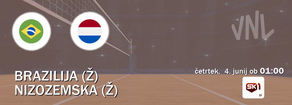 Prenos tekme med Brazilija (Ž) in Nizozemska (Ž) v živo na Sportklub 1 (četrtek,  4. junij ob  01:00 uri).