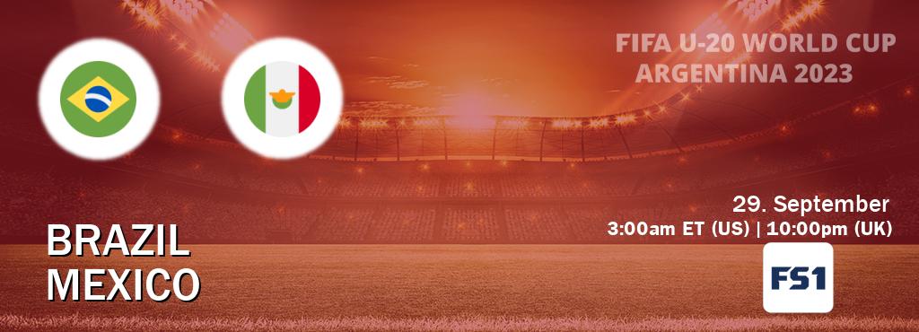 You can watch game live between Brazil U20 and Mexico U20 on FOX Sports 1(US).