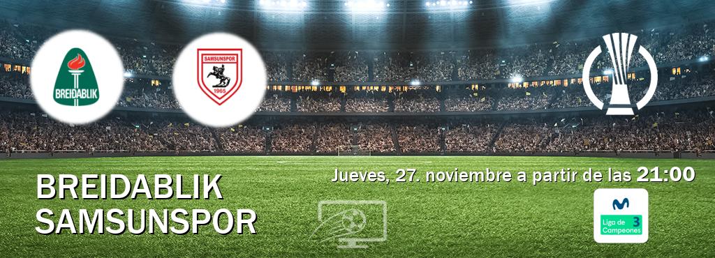 El partido entre Breidablik y Samsunspor será retransmitido por Movistar Liga de Campeones 3 (jueves, 27. noviembre a partir de las  21:00).