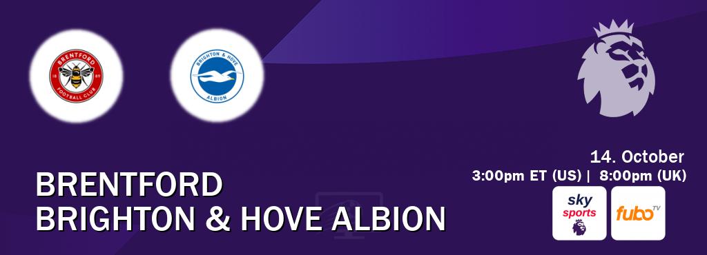 You can watch game live between Brentford and Brighton & Hove Albion on Sky Sports Premier League and fuboTV.
