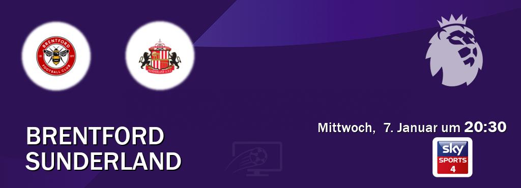 Das Spiel zwischen Brentford und Sunderland wird am Mittwoch,  7. Januar um  20:30, live vom Sky Sport 4 übertragen.