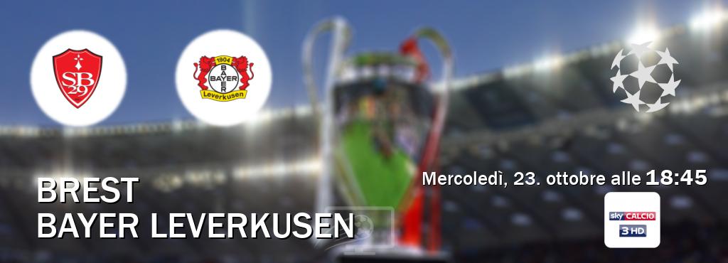 Il match Brest - Bayer Leverkusen sarà trasmesso in diretta TV su Sky Calcio 3 (ore 18:45)