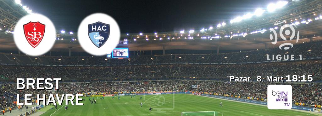 Karşılaşma Brest - Le Havre beIN SPORTS Max 1'den canlı yayınlanacak (Pazar,  8. Mart  18:15).