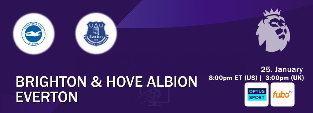 You can watch game live between Brighton & Hove Albion and Everton on Optus sport(AU) and fuboTV(US).