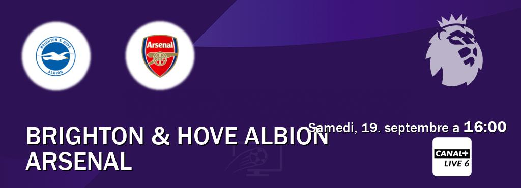 Match entre Brighton & Hove Albion et Arsenal en direct à la Canal+ Live 6 (samedi, 19. septembre a  16:00).