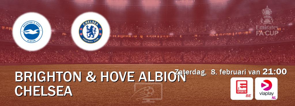 Wedstrijd tussen Brighton & Hove Albion en Chelsea live op tv bij Eleven Sports 2, Viaplay Nederland (zaterdag,  8. februari van  21:00).