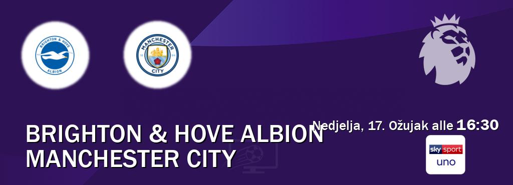 Il match Brighton & Hove Albion - Manchester City sarà trasmesso in diretta TV su Sky Sport Uno (ore 16:30)