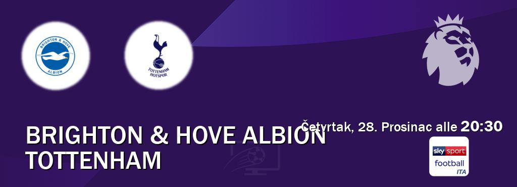 Il match Brighton & Hove Albion - Tottenham sarà trasmesso in diretta TV su Sky Sport Football (ore 20:30)