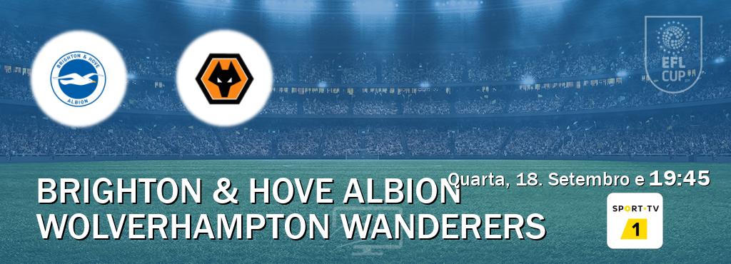 Jogo entre Brighton & Hove Albion e Wolverhampton Wanderers tem emissão Sport TV 1 (Quarta, 18. Setembro e  19:45).